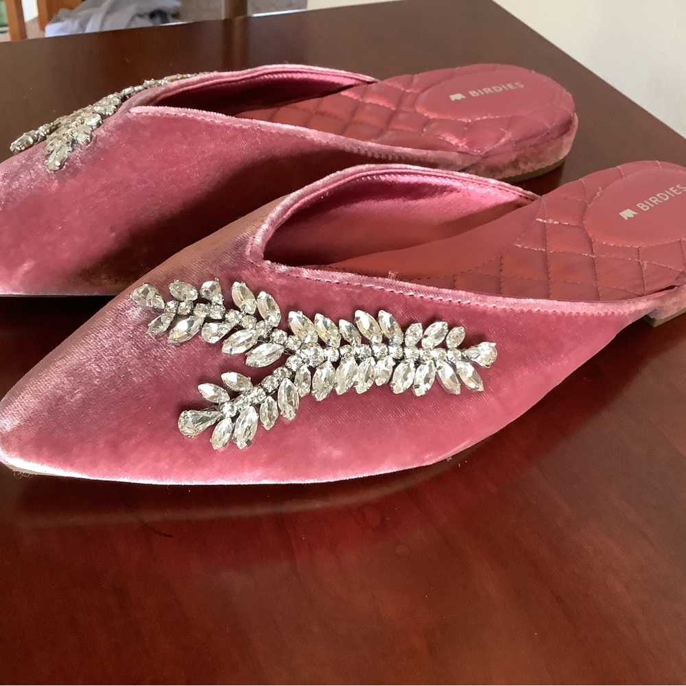 Birdies velvet rhinestone flats NWOB size 7.5 - Picture 2 of 3